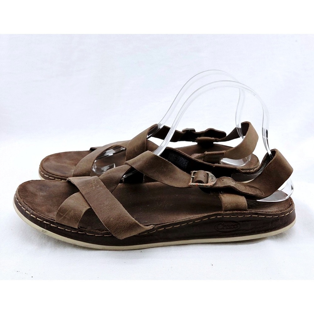 Chaco Wayfarer Leather Sandals Womens 12 Otter Brown J106530 Buckle Strappy - Picture 4 of 8